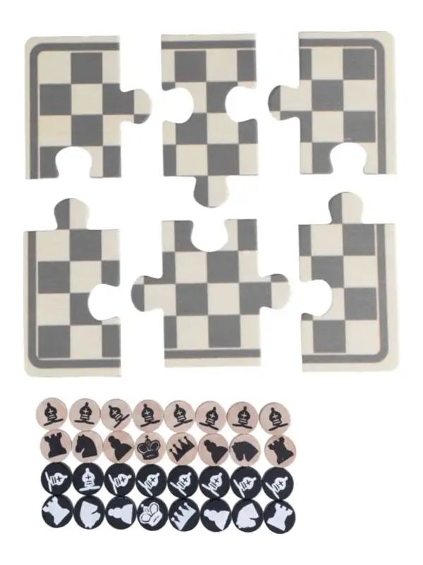SET GIOCO SCACCHI E DAMA IN LEGNO HACK PUZZLE